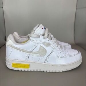 Nike Air Force 1 Low White‎ Yellow Accent Kids Shoes Size 2.5Y